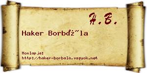 Haker Borbála névjegykártya